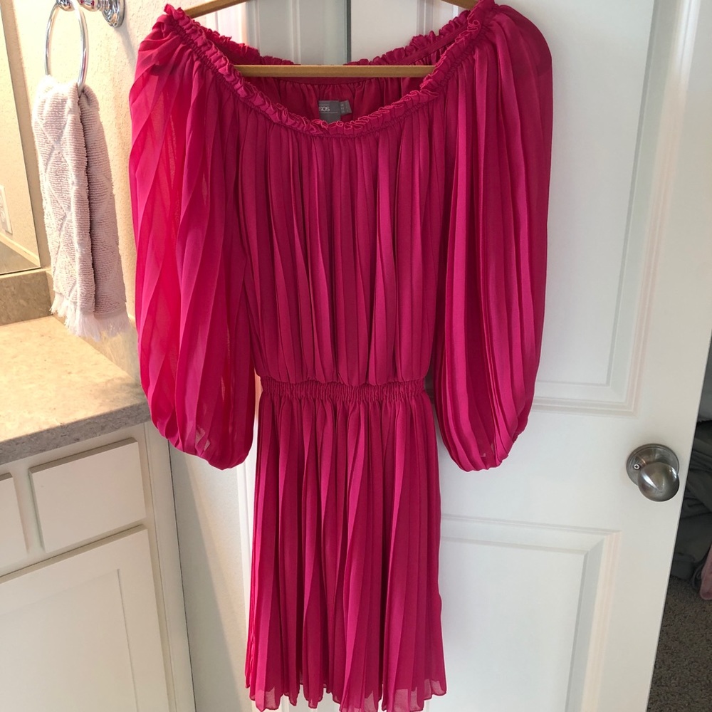 Off the shoulder hot pink dress